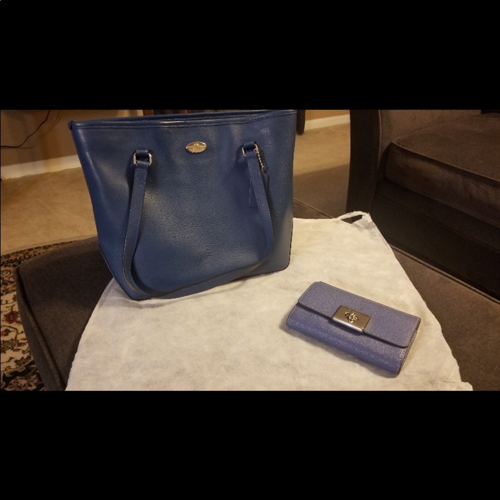 Blue coach purse set